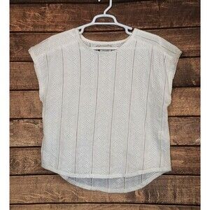 White Eyelet Cotton Shirt Outback Trading Women’s XL Cottagecore Bridal Summer